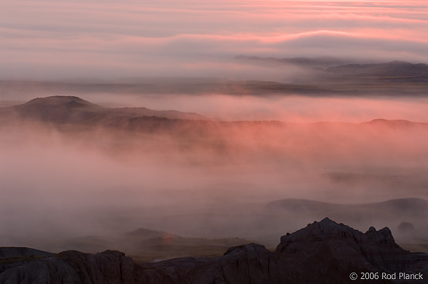 Foggy Sunrise, Badlands National Park, South Dakota