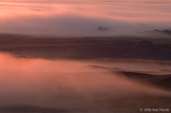 Foggy Sunrise, Badlands National Park, South Dakota