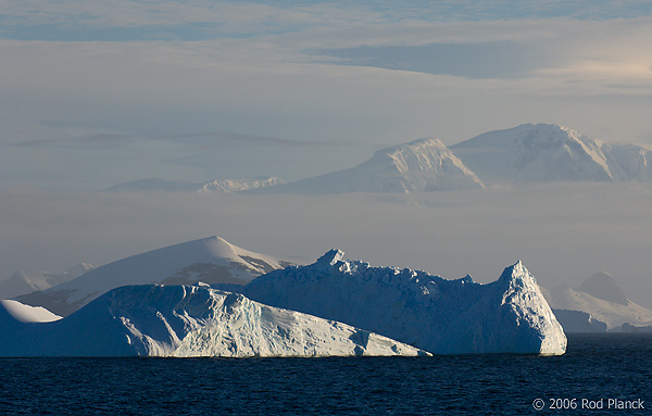 Mountains and Icebergs Along Antarctic Peninsula, Summer
