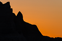 Sunrise Behind Formation, Badlands National Park, SD