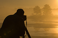 Workshop Participant Photographing, Dawn, Summer,Northern Michigan