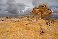 Rock Formation, Storm Clouds in Background, Grand Staircase-Escalante National Monument, Utah